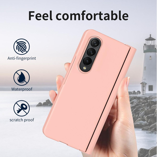 Samsung Galaxy Z Fold4 Macaron Hinge Phone Case with Stylus Pen Fold Edition & Protective Film(Pink)