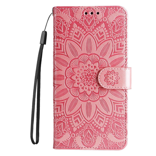 OPPO Realme C15 / C12 / C25 Embossed Sunflower Leather Phone Case(Rose Gold)