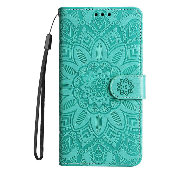 OPPO A53 / A53s / A33 / A32 Embossed Sunflower Leather Phone Case(Green)