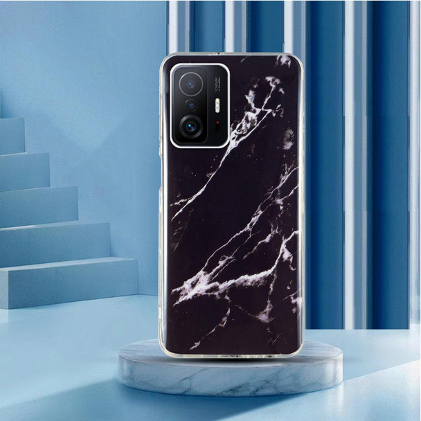 Xiaomi 11T Pro IMD Marble Pattern TPU Phone Case(Black)