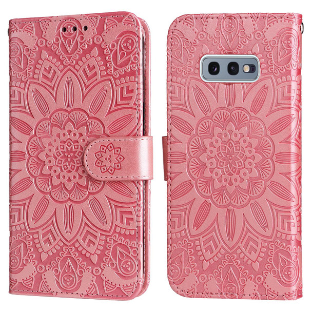 Samsang Galaxy S10e Embossed Sunflower Leather Phone Case(Pink)