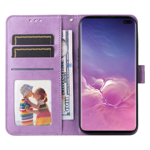 Samsang Galaxy S10 Embossed Sunflower Leather Phone Case(Purple)
