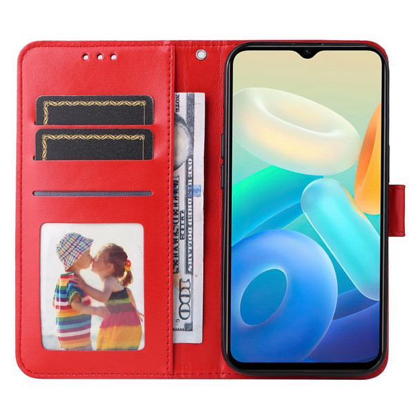 vivo Y76s / Y76 5G Embossed Sunflower Leather Phone Case(Red)