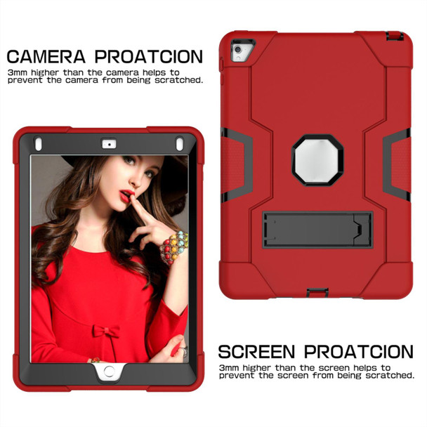 Contrast Color Robot Silicone + PC Tablet Case - iPad 6 / iPad Pro 9.7 2016(Red + Black)