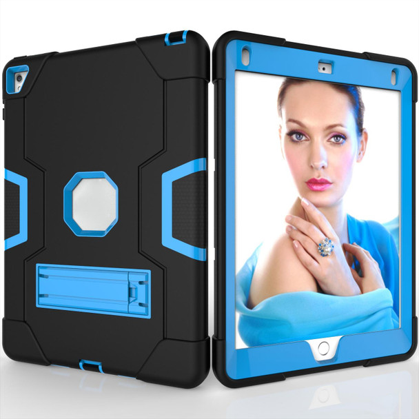 Contrast Color Robot Silicone + PC Tablet Case - iPad 6 / iPad Pro 9.7 2016(Black + Blue)