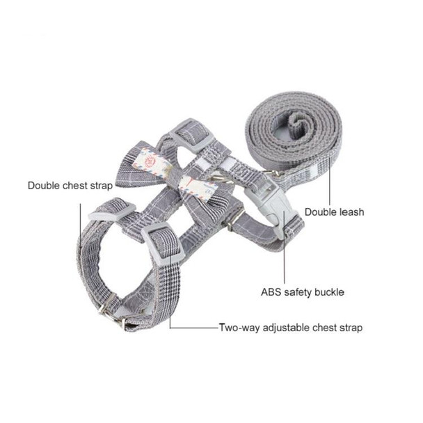 2 PCS Bow-knot Anti-breakaway Adjustable Cat Leash L(Grey)