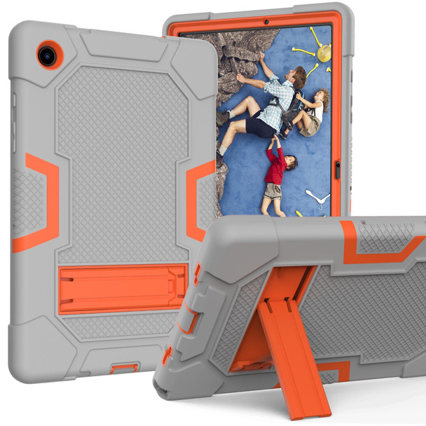 Samsung Galaxy Tab A8 10.5 2021 X200 Contrast Color Robot Silicone + PC Tablet Case(Grey Orange)