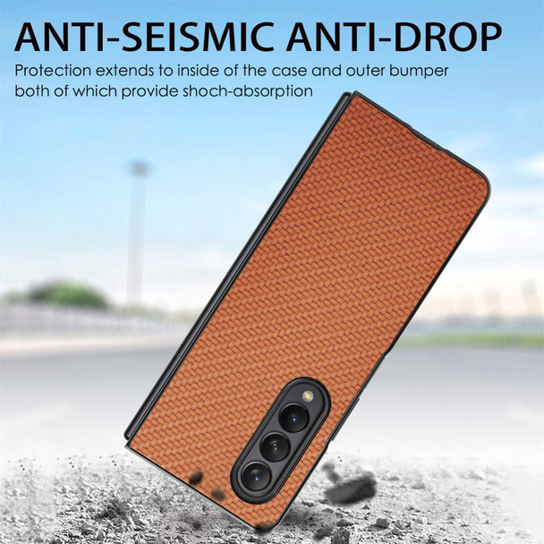 Samsung Galaxy Z Fold3 5G Cross Pattern Slim PC Protective Case(Brown)