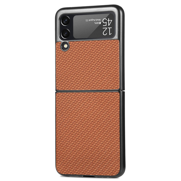 Samsung Galaxy Z Flip3 5G Cross Pattern Slim PC Protective Case(Brown)