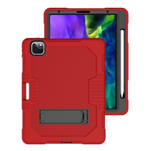 Contrast Color Robot Shockproof Silicone + PC Protective Tablet Case with Holder - iPad Pro 12.9 inch (2018/2020)(Red Black)