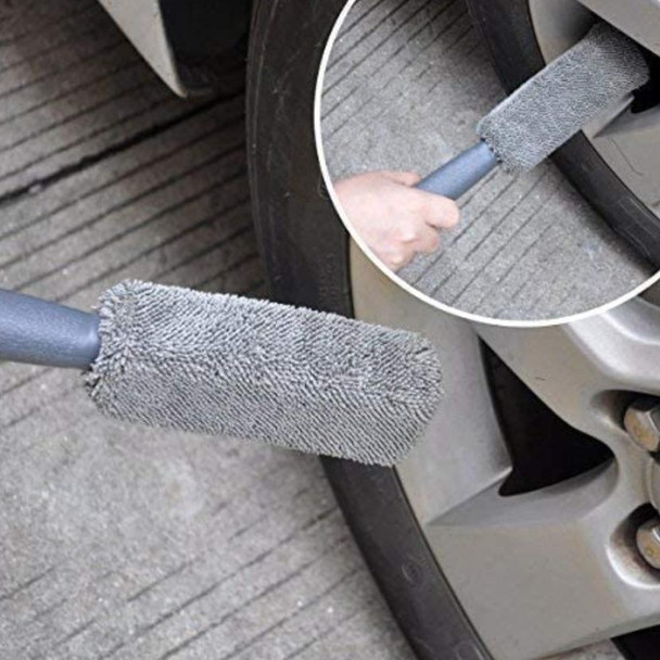 12 PCS / Set Car Wash Tool Brush Car Tires Brush Double Strand Wheel Brush(Gray )