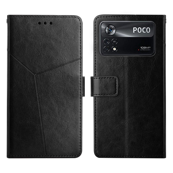 Xiaomi Poco X4 Pro 5G Y Stitching Horizontal Flip Leather Phone Case(Black)