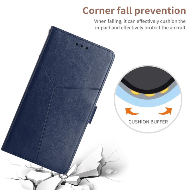 Xiaomi Poco F4 5G Y Stitching Horizontal Flip Leather Phone Case(Blue)