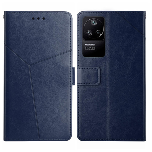 Xiaomi Poco F4 5G Y Stitching Horizontal Flip Leather Phone Case(Blue)