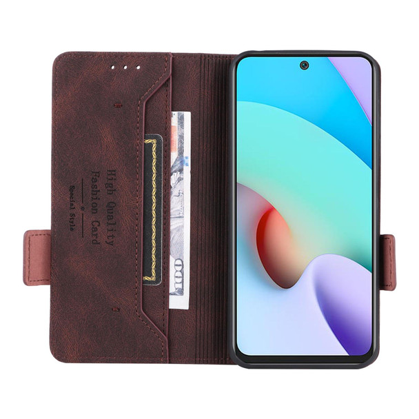 Xiaomi Redmi 10 5G/Note 11E Magnetic Clasp Flip Leather Phone Case(Brown)