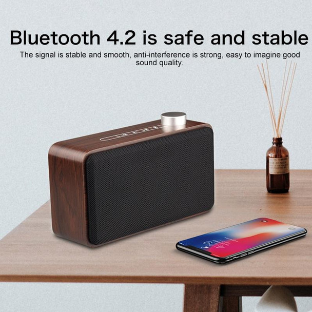 W5A Subwoofer Fabric Wooden Touch Bluetooth Speaker, Support TF Card & U Disk & 3.5mm AUX(Walnut)