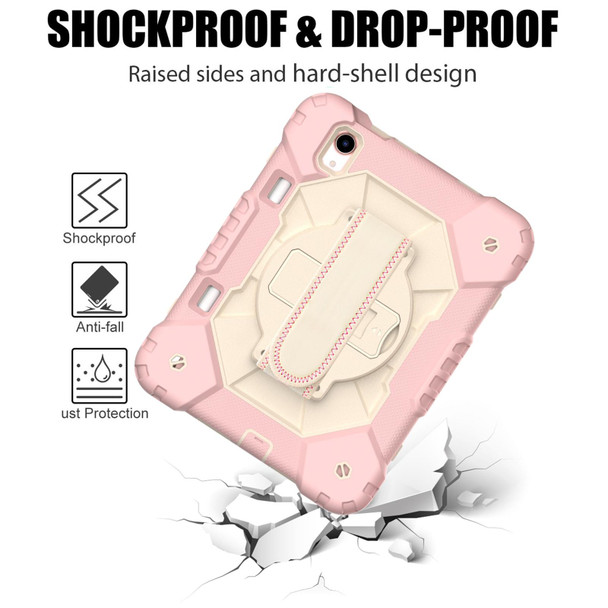 Contrast Color Robot Silicone + PC Tablet Case - iPad mini 6(Rose Gold+Beige)