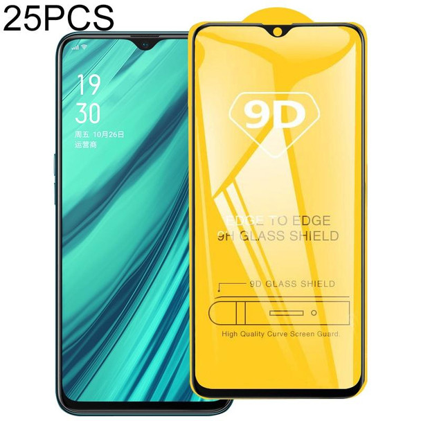 25 PCS 9D Full Glue Full Screen Tempered Glass Film - OPPO A9