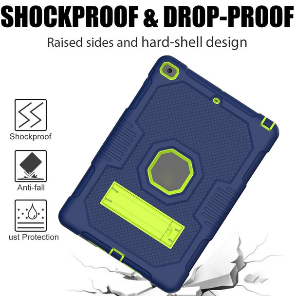 Contrast Color Robot Shockproof Silicone + PC Tablet Case - iPad 10.2 2021(Navy Blue Yellow Green)