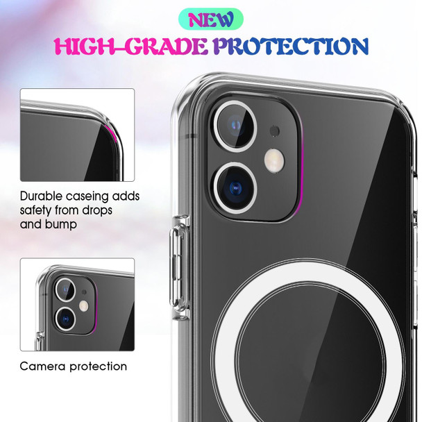 Magsafe Case Simple Magnetic Ring All-inclusive Clear Crystal Acrylic PC +TPU Shockproof Case - iPhone 12 / 12 Pro(Transparent)