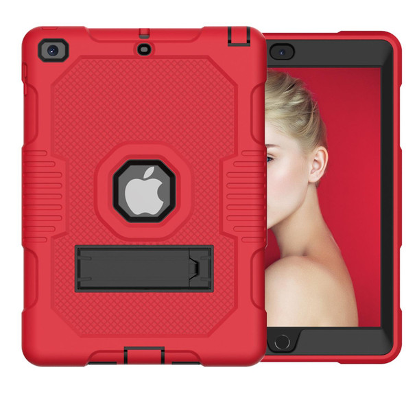 Contrast Color Robot Shockproof Silicone + PC Protective Case with Holder - iPad 9.7 (2017/2018)(Red Black)