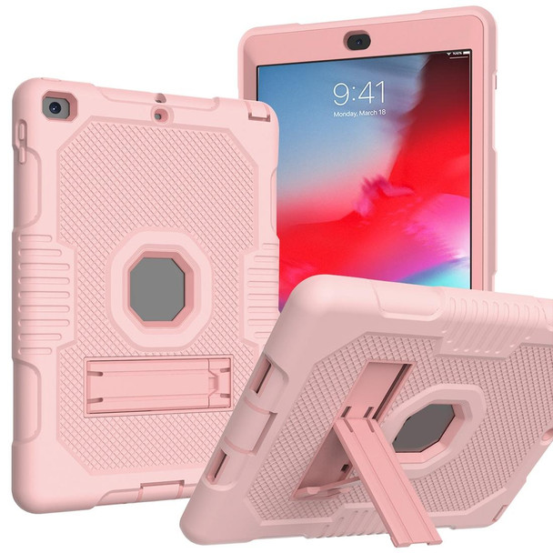 Contrast Color Robot Shockproof Silicone + PC Protective Case with Holder - iPad 9.7 (2017/2018)(Rose Gold)