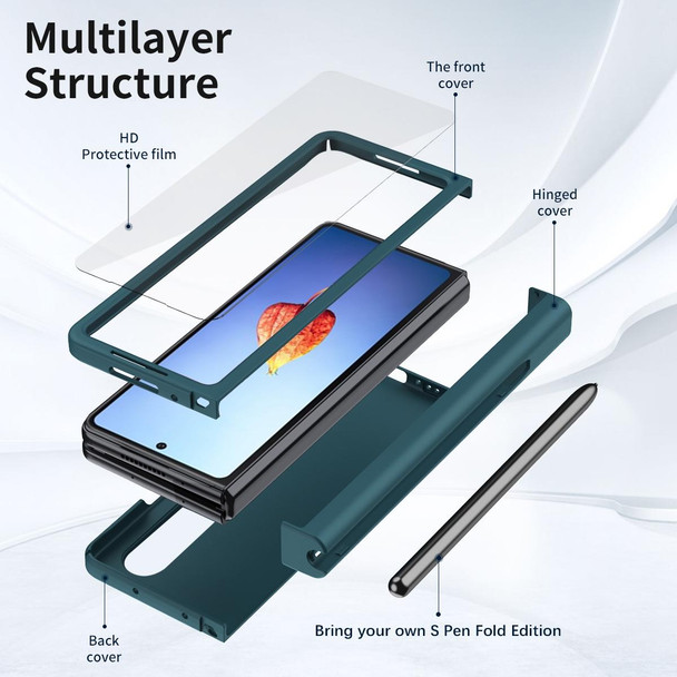 Samsung Galaxy Z Fold4 Macaron Hinge Phone Case with Stylus Pen Fold Edition & Protective Film(Green)