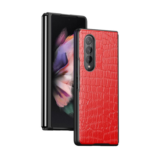 Samsung Galaxy Z Fold3 5G Crocodile Texture Leather Folding Protective Case(Red)