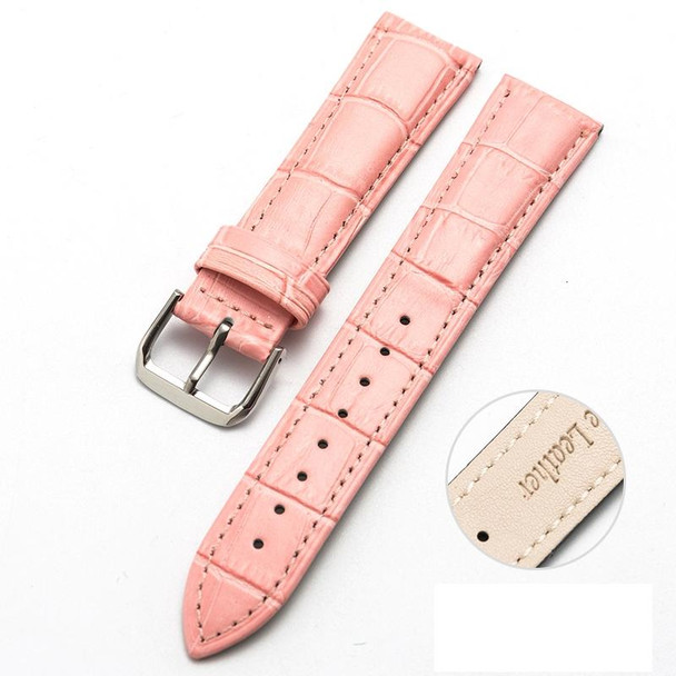 16mm Two-layer Cowhide Leatherette Bamboo Joint Texture Watch Band(Pink)