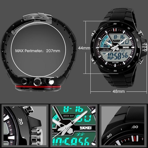 SKMEI 1016 Multifunctional Men Outdoor Sports Camouflage Noctilucent Waterproof Double Digital Watch (Blue)