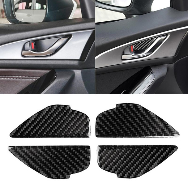 4 PCS Car Carbon Fiber Door Inner Handle Wrist Panel Decorative Sticker for Mazda Axela 2014 / 2017-2018