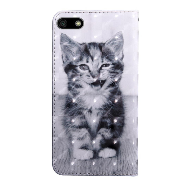 3D Painting Pattern Coloured Drawing Horizontal Flip TPU + PU Leatherette Case with Holder & Card Slots & Wallet - Huawei Y5 Lite 2018 / Y5 2018(Smile Cat)