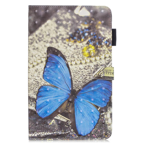 3D Horizontal Flip Leatherette Case with Holder & Card Slots - Galaxy Tab A 10.1 (2019)(Blue Butterfly)