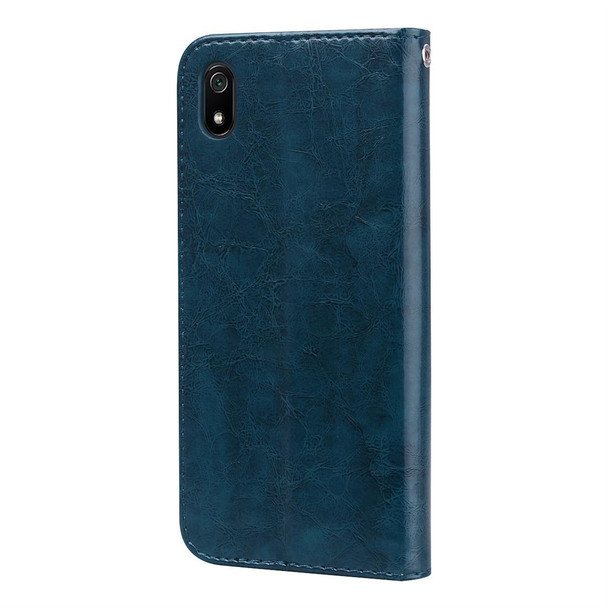 Business Style Oil Wax Texture Horizontal Flip Leatherette Case for Xiaomi Redmi 7A, with Holder & Card Slots & Wallet(Blue)