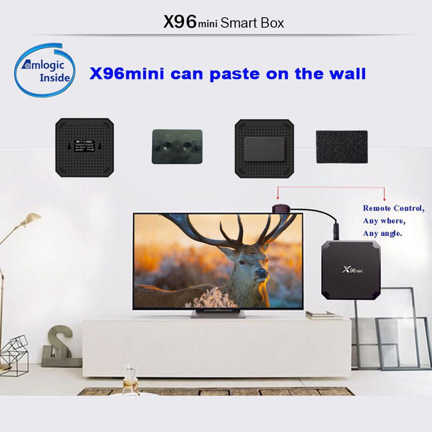 X96 mini 4K*2K UHD Output Smart TV BOX Player with Remote Controller without Wall Mount, Android 7.1.2 Amlogic S905W Quad Core ARM Cortex A53 2GHz, RAM: 1GB, ROM: 8GB, Supports WiFi, HDMI, TF(Black)