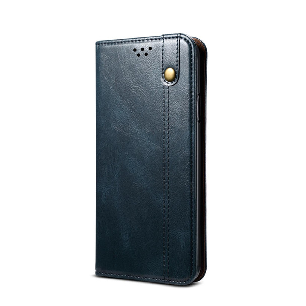 Xiaomi Redmi K40 / K40 Pro Simple Wax Crazy Horse Texture Horizontal Flip Leather Case with Card Slots & Wallet(Navy Blue)