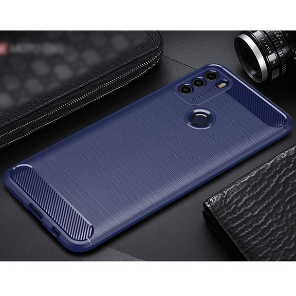 Motorola Moto G50 Brushed Texture Carbon Fiber TPU Case(Blue)