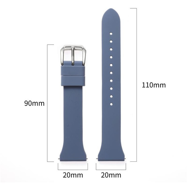 20mm T-shaped Buckle Silicone Watch Band(Lake Blue)