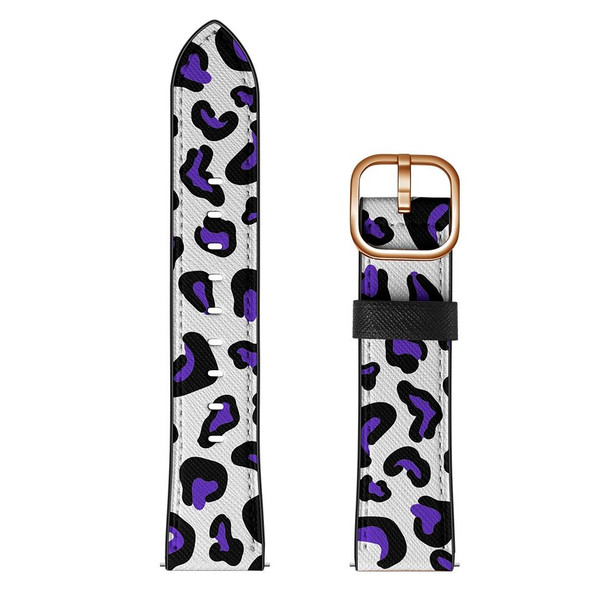 22mm - Samsung Galaxy Watch 46mm / Huawei Watch 3 / 3 Pro Universal Printed Leatherette Watch Band(Purple Leopard)