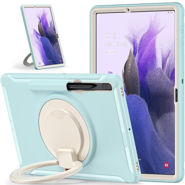 Samsung Galaxy Tab S8+ / Tab S8 Plus / Tab S7 FE / Tab S7+/S7 FE 12.4 inch T970 Shockproof TPU + PC Protective Case with 360 Degree Rotation Foldable Handle Grip Holder & Pen Slot(Ice Crystal Blue)
