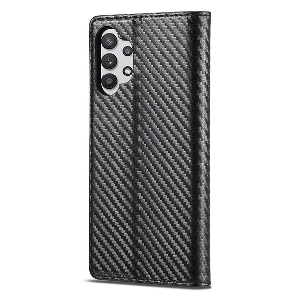 LC.IMEEKE Carbon Fiber PU + TPU Horizontal Flip Leather Case with Holder & Card Slot & Wallet - Samsung Galaxy A32 5G(Horizontal Black)
