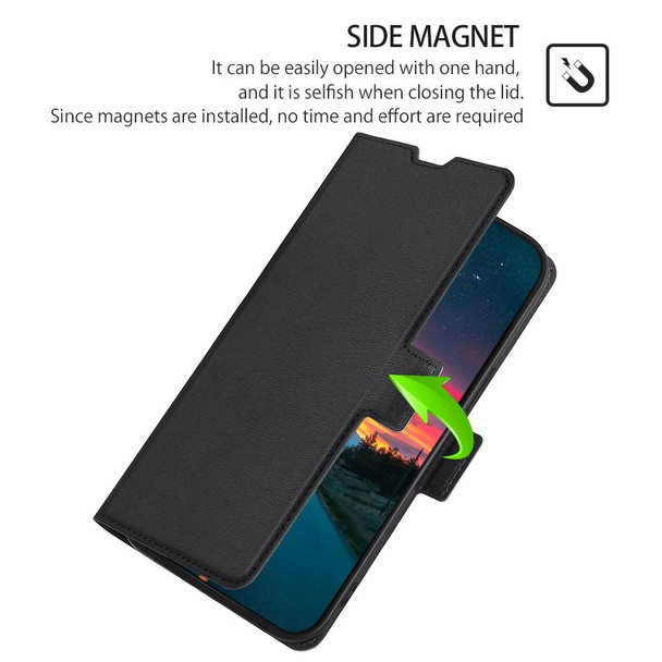 OPPO A93 5G / A74 5G / A54 5G Ultra-thin Voltage Side Buckle PU + TPU Horizontal Flip Leather Case with Holder & Card Slot(Black)