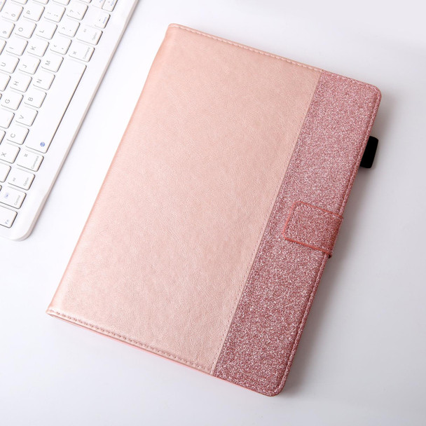 Glitter Powder Stitching Hot-pressed Changing PU Leather Case with Holder & Card Slots & Sleep / Wake-up Function - iPad 9.7 2018 / 2017(Pink)