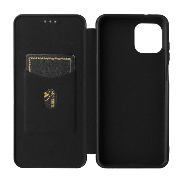 Carbon Fiber Texture Magnetic Horizontal Flip TPU + PC + PU Leatherette Case with Card Slot - Motorola Edge 20 Lite(Black)