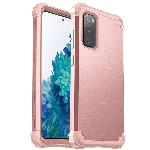 Samsung Galaxy S20 FE 3 in 1 Shockproof PC + Silicone Protective Case(Rose Gold)