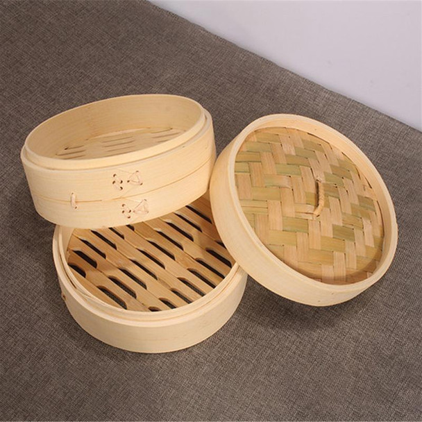 Xiaolongbao Bamboo Steamer Household Steamed Dumpling Cage Drawer Multi Layer Deepened Bamboo Steaming Rack, Size:10cm Cover