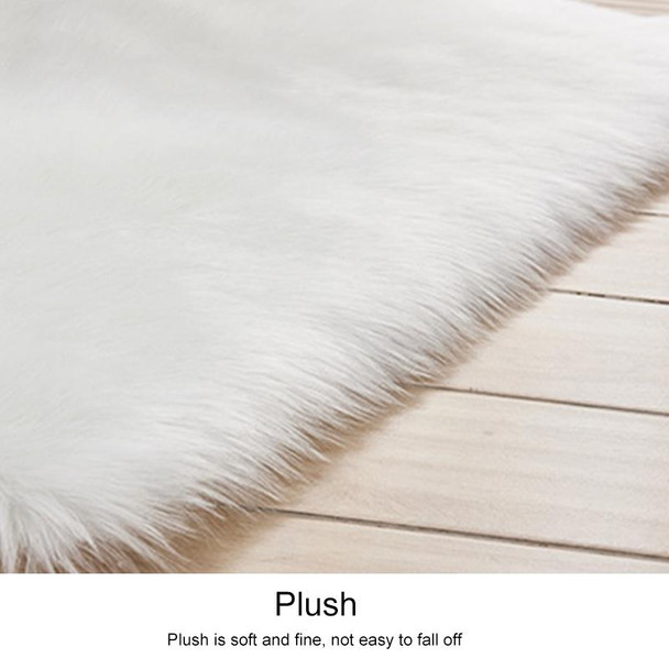 Luxury Rectangle Square Soft Artificial Wool Sheepskin Fluffy Rug Fur Carpet, Size:45x45cm(White)
