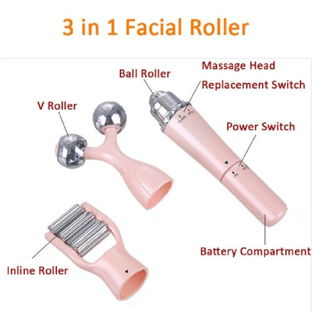 3 In 1 Portable Electric Eye Massager Double Chin Face Lift Body Neck Massage Roller 3D Facial Massage Machine(Rose Gold)