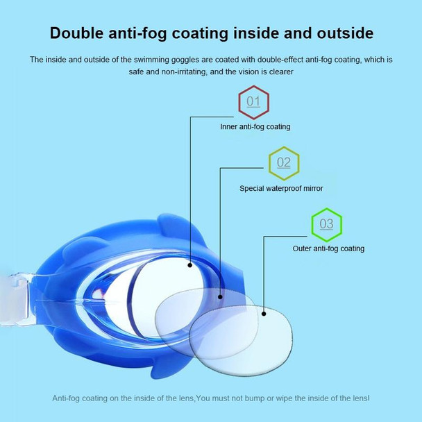 4 in 1 Cartoon Little Crab Waterproof and Anti-fog Silicone Swimming Goggles + Printed Pattern Swimming Cap + Nose Clip Earplugs + Storage Bag Swimming Equipment Set for Children(Blue Crab)