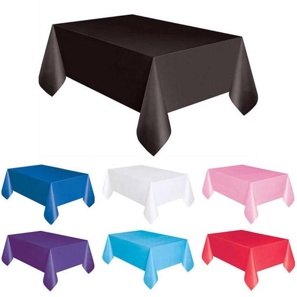 10 PCS Disposable Plastic Tablecloth Solid Color Wedding Birthday Party Table Cover Rectangle Desk Cloth Wipe Covers(purple)